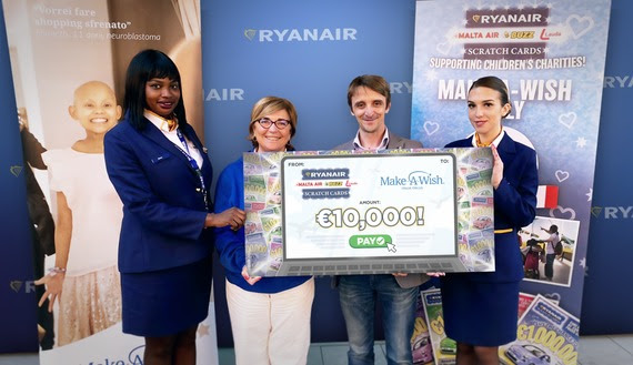 Ryanair dona € 10.000 a Make-A-Wish Italia.