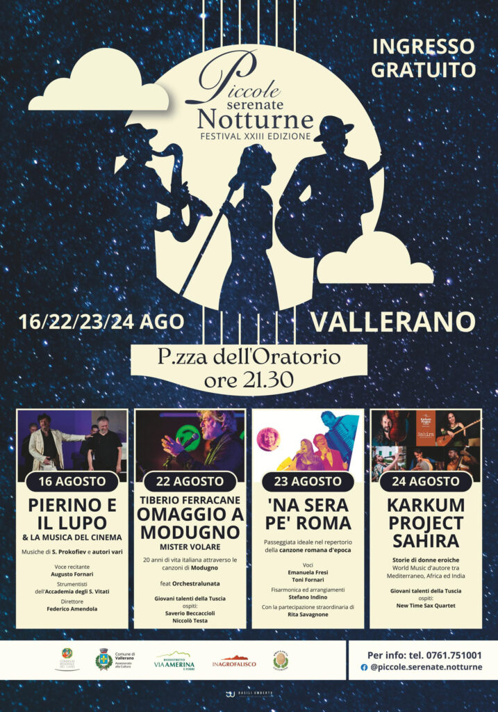 Piccole Serenate Notturne il festival della Tuscia Viterbese in programma a Vallerano XXIII edizione