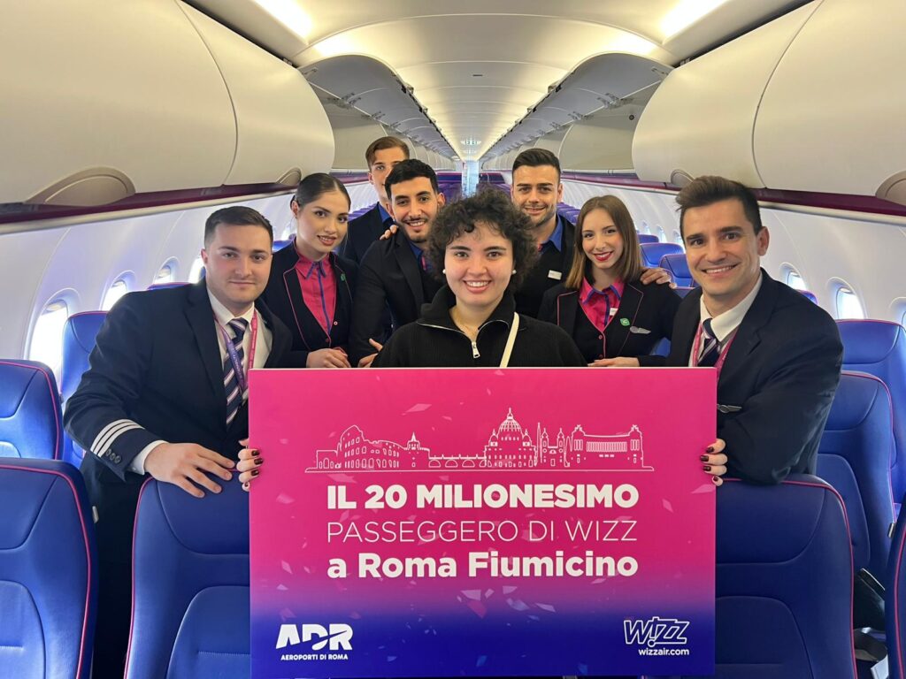 Wizz Air celebra un traguardo storico: 20 milioni di passeggeri all’Aeroporto di Fiumicino